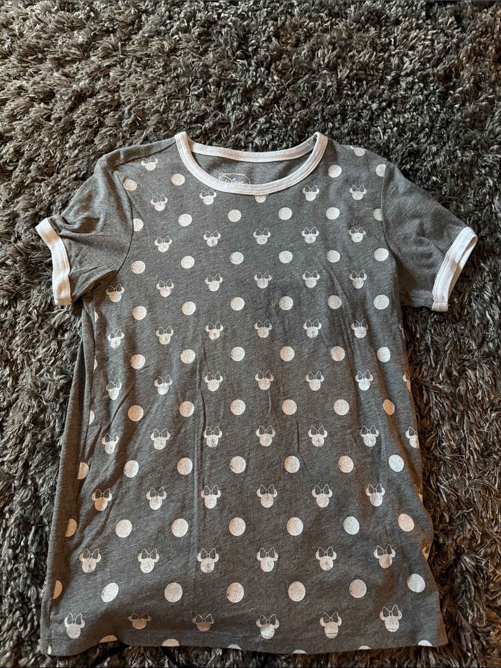 Gray Polka Dot Tee with White Trim